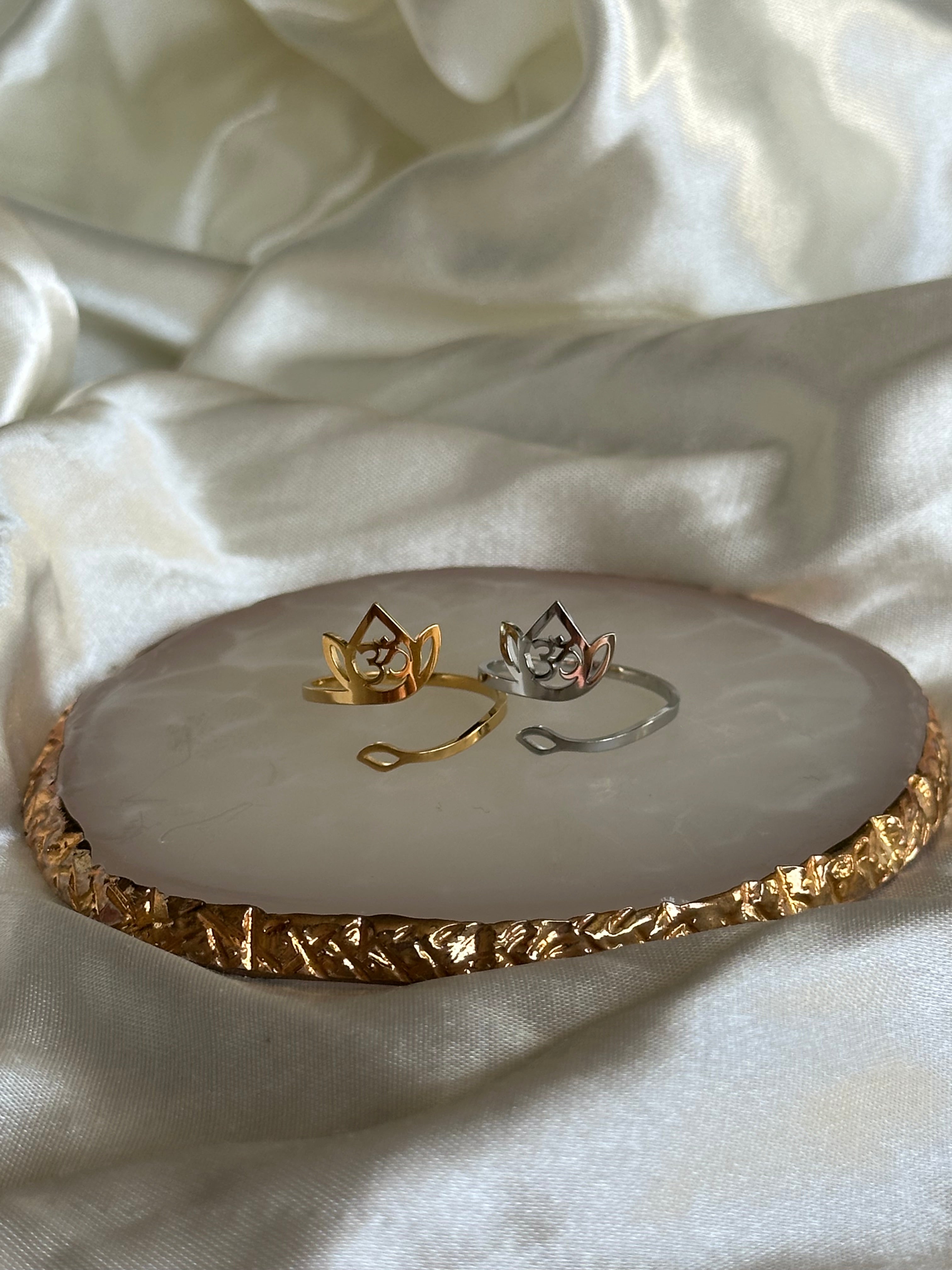 Om Lotus Flower Ring