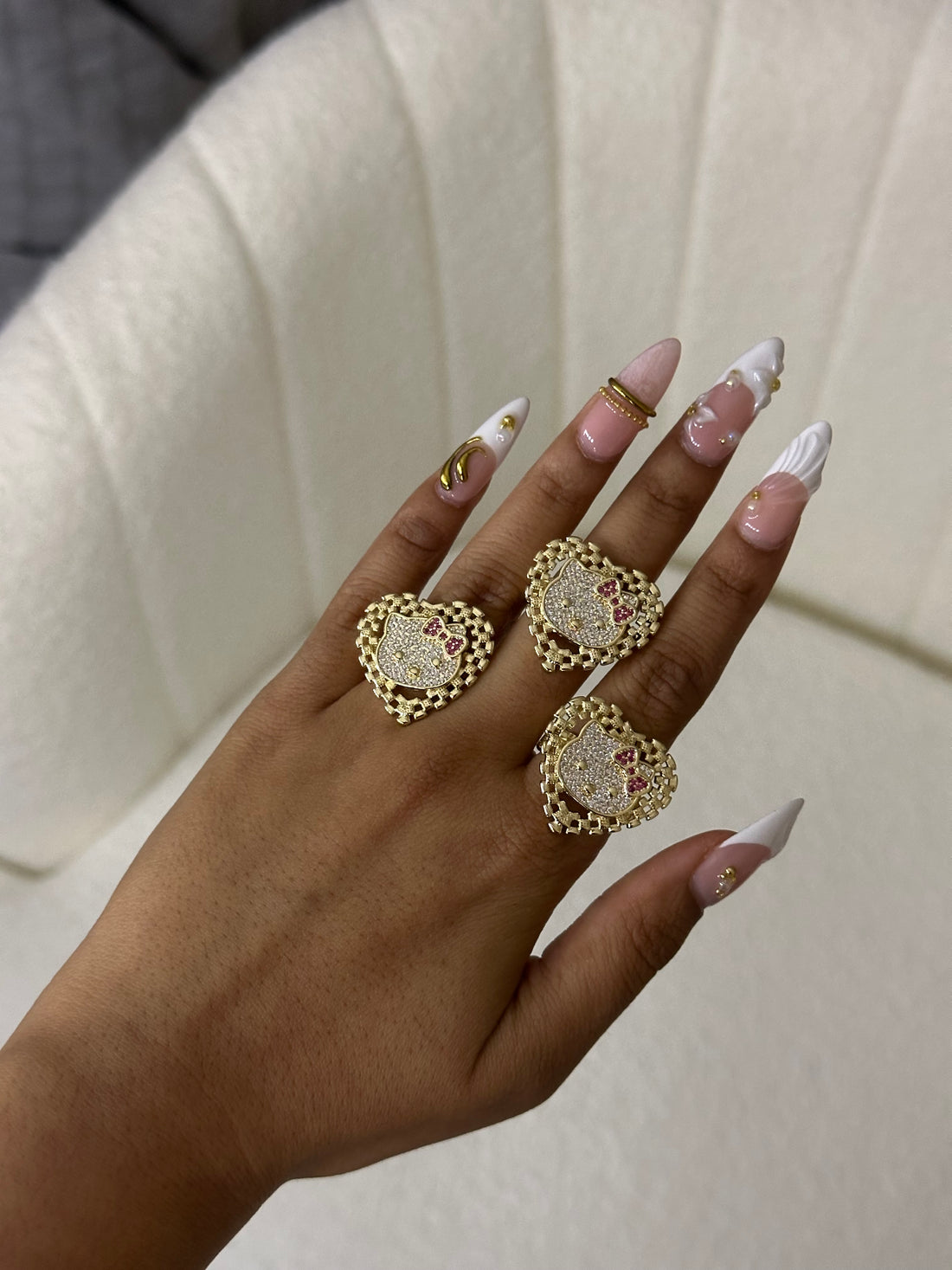 Kitty Cat Pink Bow Ring