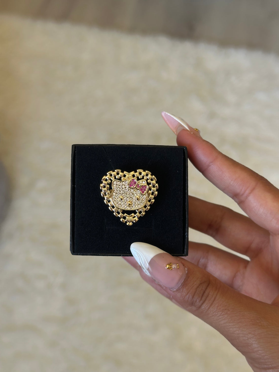 Kitty Cat Pink Bow Ring