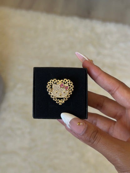 Kitty Cat Pink Bow Ring