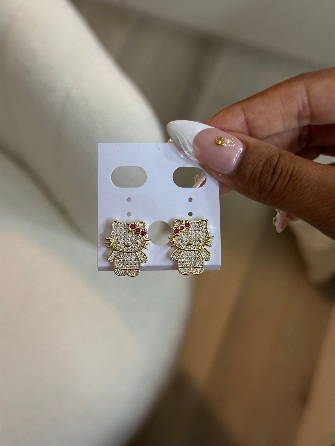 Kitty Cat Pink Bow Earrings